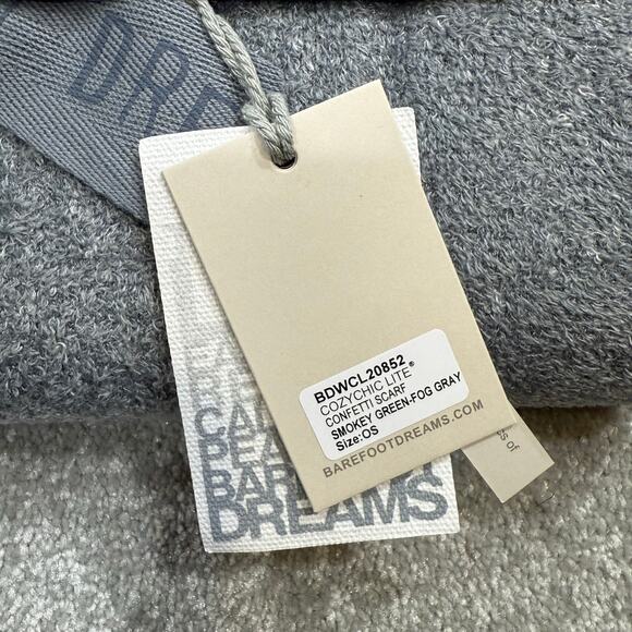 Barefoot Dreams NWT Cozy Chic Lite Confetti Scarf Smokey Green Gray Reversible - Picture 11 of 15